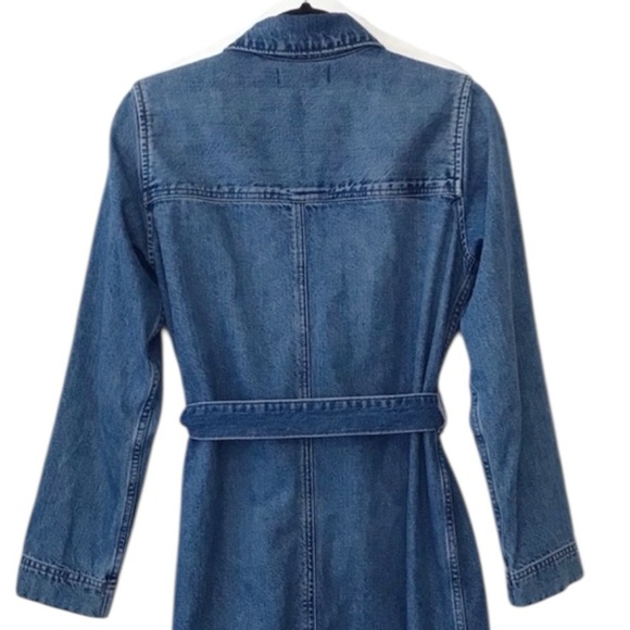 Madewell Blue 100% Cotton Denim Belted Duster Trench Coat Small - Picture 5 of 13